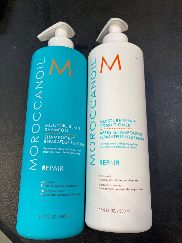 Photo 1 of Moroccanoil Moisture Repair Shampoo & Conditioner Half-Liter Set