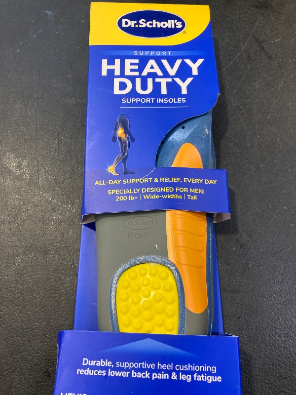 Photo 1 of Dr. Scholl's Heavy Duty Support Insole Orthotics, Big & Tall, 200lbs+, Wide Feet, Shock Absorbing, Arch Support, Distributes Pressure, Trim to Fit Inserts, Work Boots & Shoes, Men Size 8-14, 1 Pair