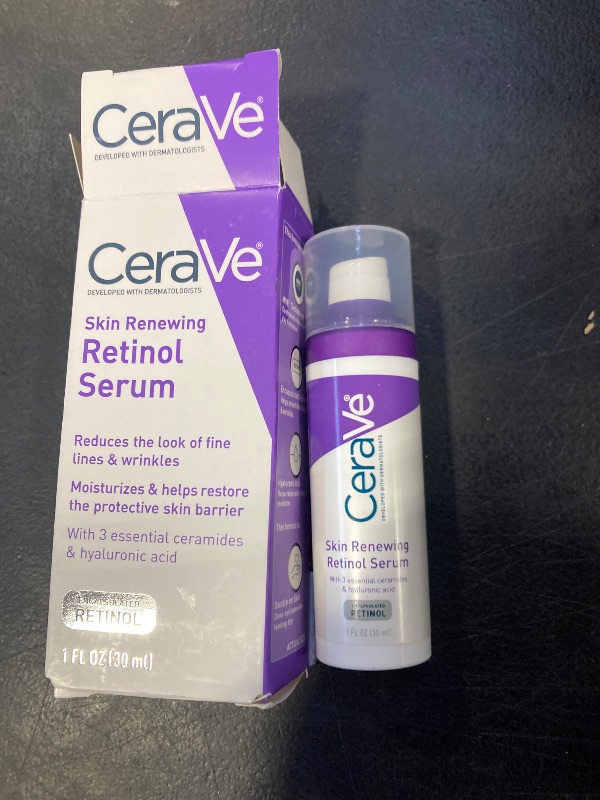 Photo 1 of CeraVe Anti Aging Retinol Serum For Face, Encapsulated Retinol With Hyaluronic Acid, Niacinamide & Ceramides, Smooths Wrinkles & Fine Lines, Gentle Skin Brightening Serum, Fragrance Free, 1 Oz