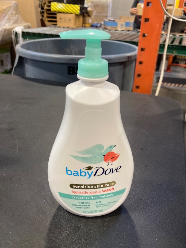 Photo 1 of Baby Dove Sensitive Skin Care Baby Wash For Bath Time, Moisture Fragrance Free and Hypoallergenic, Washes Away Bacteria 20 oz
