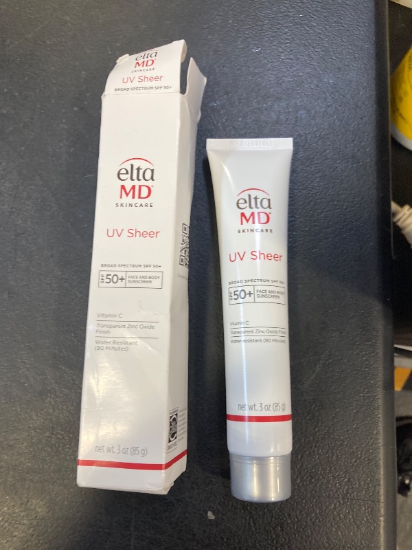 Photo 1 of EltaMD UV Sheer Face and Body Sunscreen SPF 50+, Oil Free, No White Cast Sunscreen for Face and Body, Zinc Oxide Formula, 3.0 oz Tube exp- 2027