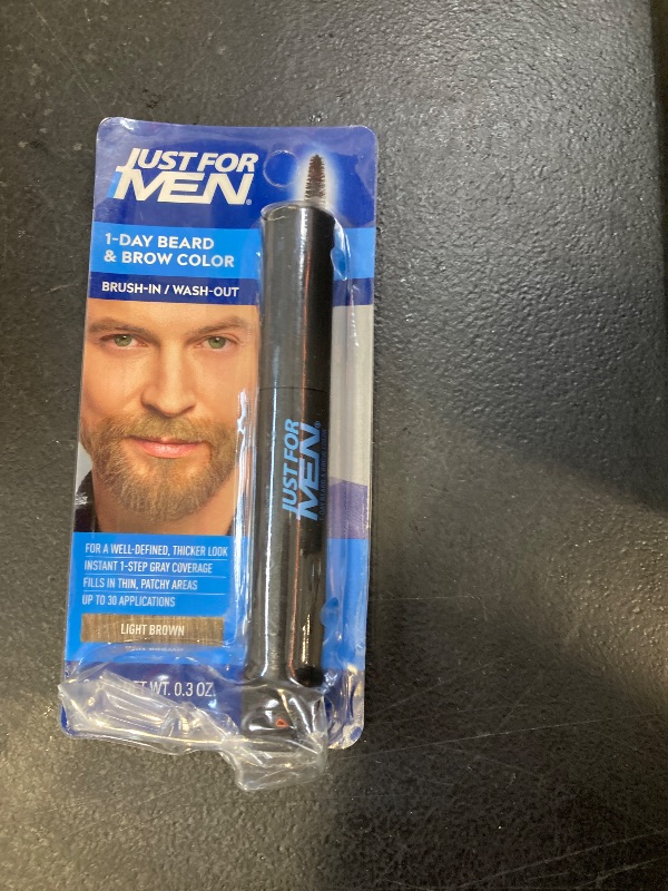 Photo 1 of Just for Men 1-Day Beard & Brow Color, Temporary Color for Beard and Eyebrows, For a Fuller, Well-Defined Look, Up to 30 Applications, Light Brown
