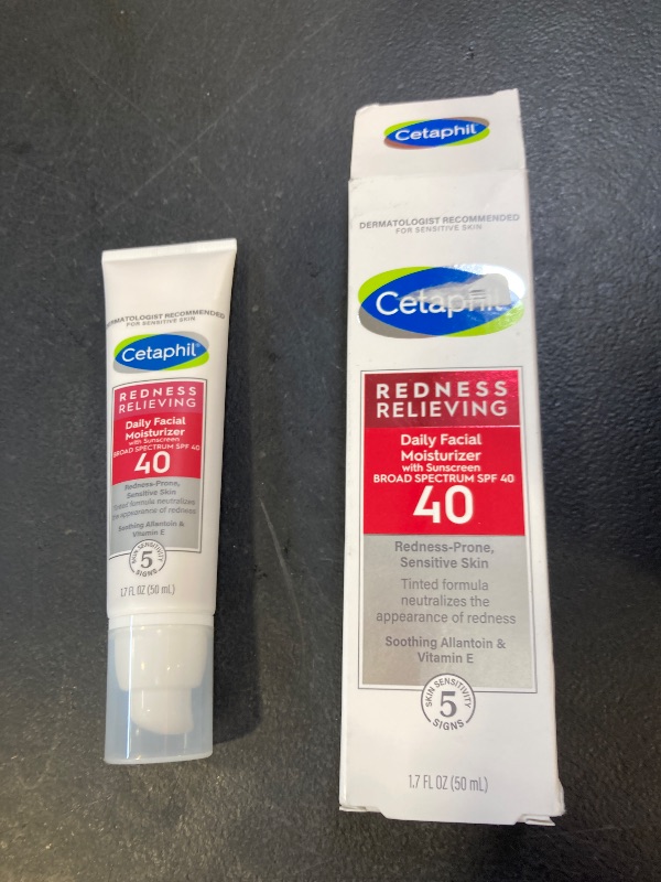 Photo 1 of CETAPHIL Redness Relieving Daily Facial Moisturizer SPF 40, 1.7 fl oz, Broad spectrum Sunscreen, Neutral Tint, For Redness-Prone Skin