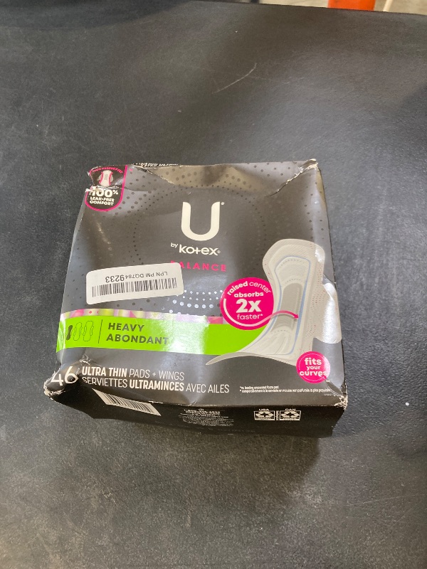 Photo 1 of U by Kotex Balance Ultra Thin Pads with Wings, Heavy Absorbency, 46 Count (Packaging May Vary)