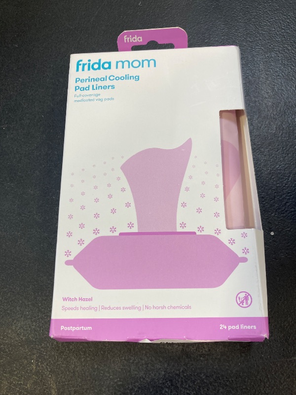 Photo 1 of Frida Mom Witch Hazel Perineal Cooling Pad Liners for Postpartum Care, Hospital Bag Essentials for Pain Relief After Birth, Full-Length Medicated Cooling Pad Liners (24ct)