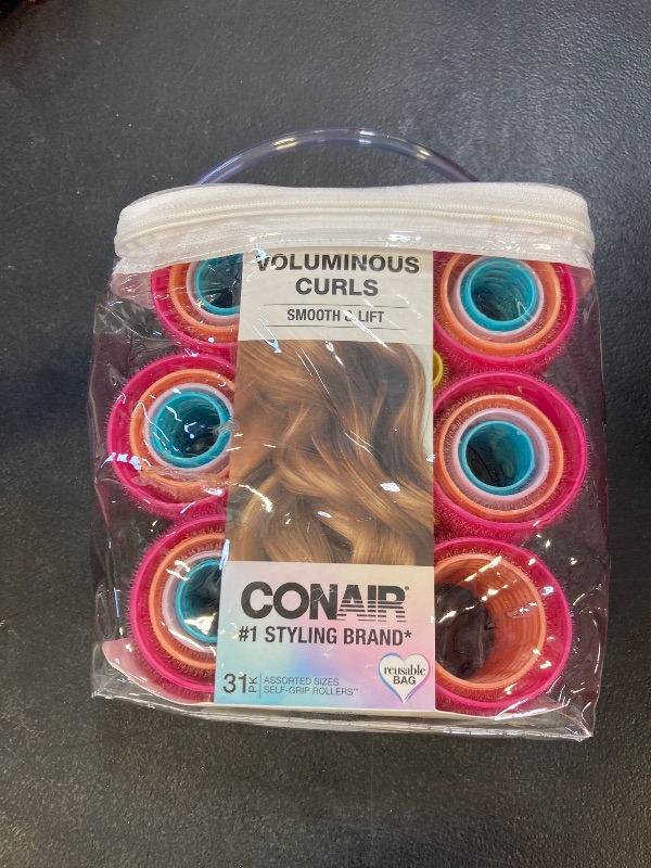 Photo 1 of Conair Heatless Curlers- heatless curls overnight - Hair Rollers for Lift & Volume - Assorted Sizes and Colors - Velcro Rollers - 31 Count w/storage case