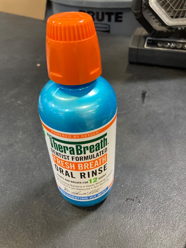 Photo 1 of TheraBreath Dentist Recommended Fresh Breath Oral Rinse - Icy Mint Flavor, 16 Fl Oz 