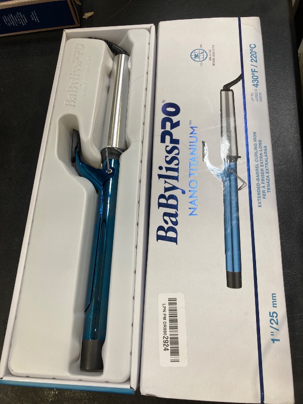 Photo 1 of BaBylissPRO Nano Titanium 1 inch Curling Iron with Extended Barrel, Professional Spring Hair Curler for Medium to Longer Hair Types