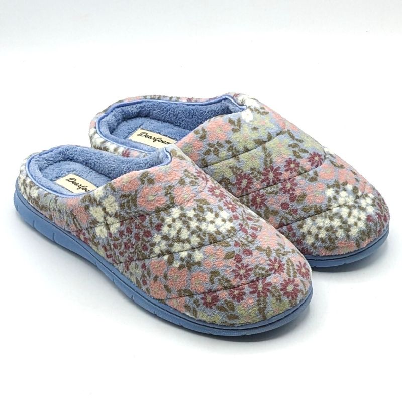 Photo 1 of Dearfoams “Cozy Clog” Slippers Women’s Memory Foam Slip-on (Blue Floral) size medium