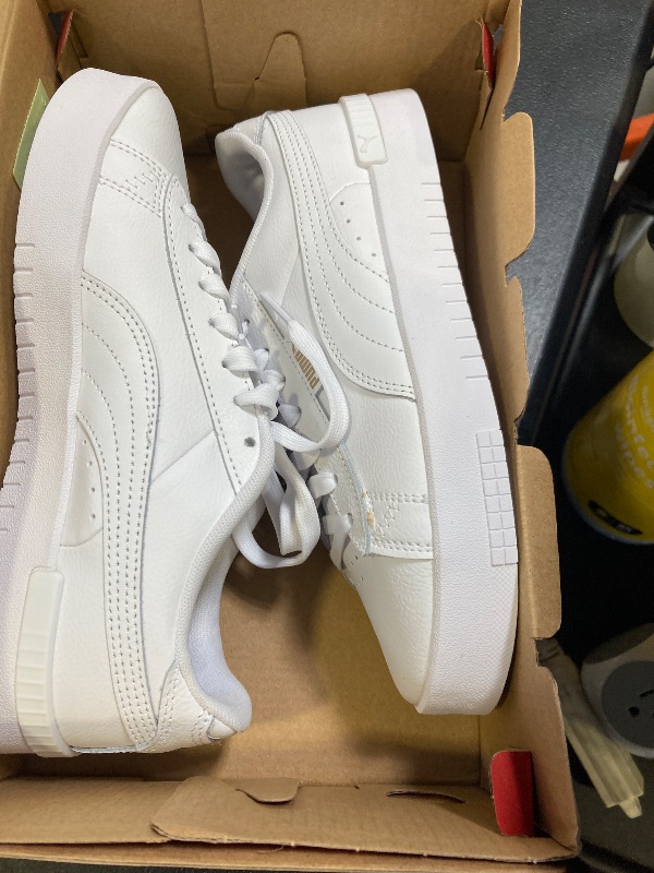 Photo 1 of PUMA “Court Sneaker” Women's Retro Walking Tennis Shoe (PUMA White / Gold ) size US 8