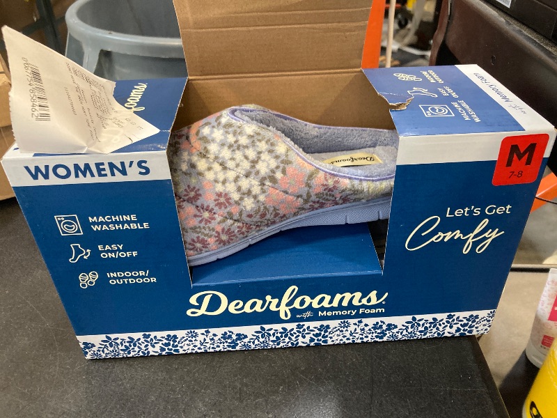 Photo 1 of Dearfoams “Cozy Clog” Slippers Women’s Memory Foam Slip-on (Blue Floral)  size m 