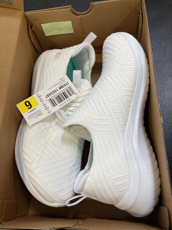 Photo 1 of Skechers Women's Air Cooled Memory Foam Slip On Shoes White SIZE 6