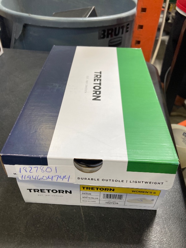 Photo 1 of TRETORN Hopper Canvas Sneakers, White with Blue Logo, Lace-up Closure (White/Blue, US Footwear Size System, Adult, Women, Numeric, Medium, 6)