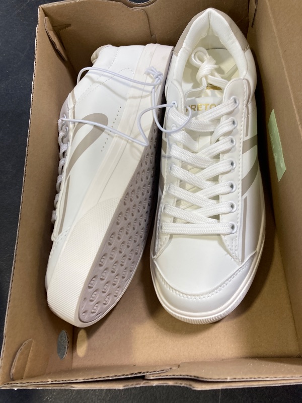 Photo 1 of TRETORN Hopper Canvas Sneakers, White with Blue Logo, Lace-up Closure (White/Blue, US Footwear Size System, Adult, Women, Numeric, Medium, 7.5