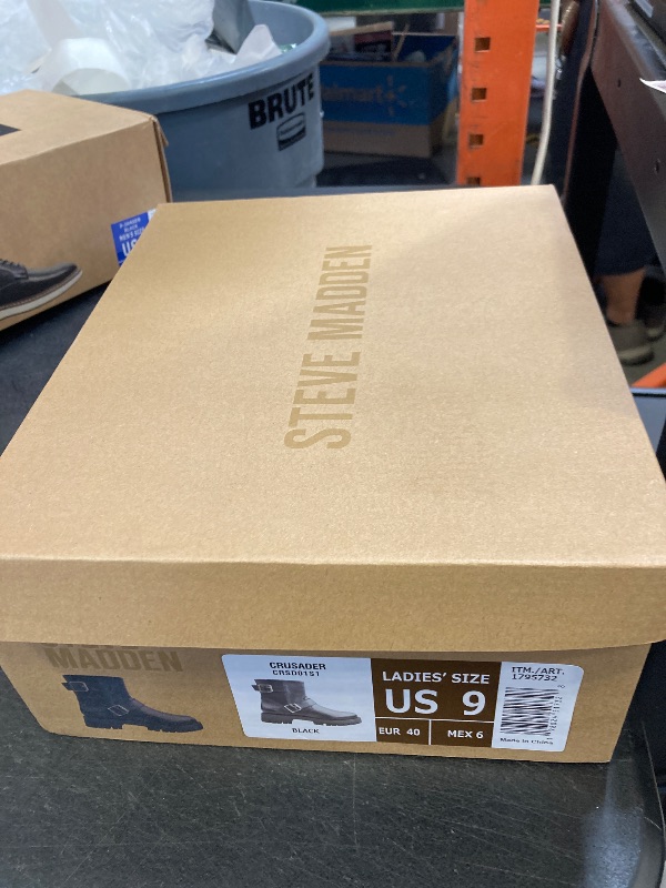 Photo 1 of Steve Madden Women Ankle Biker Combat Boot Crusader Black Leather SIZE 9