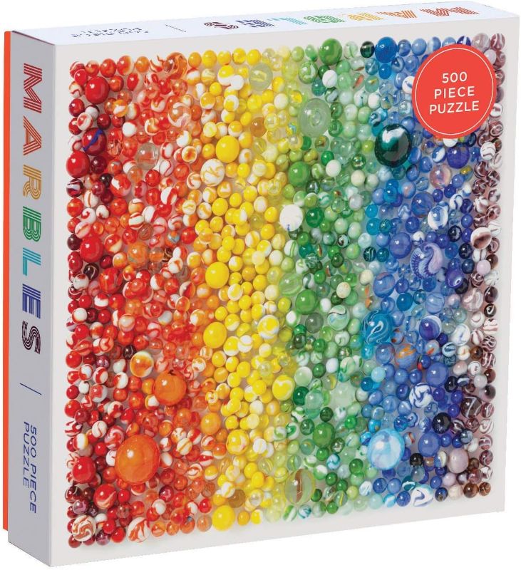 Photo 1 of Galison 500 Piece Rainbow Marbles Jigsaw Puzzle for Families and Adults, Finished Puzzle is a Unique Rainbow Image, Photo Art Puzzle Includes Varying Colors and Sizes of Marbles