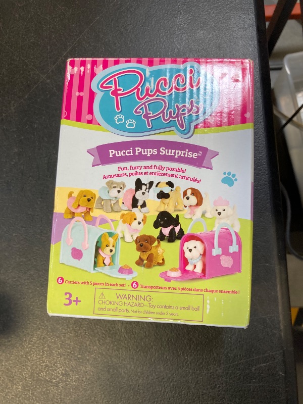 Photo 1 of Pucci Pups - Collectible Puppy Set – 6 Toy Dogs Including Poodle – Carrier Purse – Food Bowls & Accessories – Toys for Kids 3+