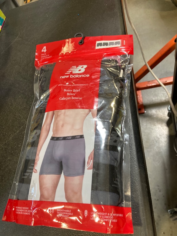 Photo 1 of New Balance Men's Standard 5" Performance No Fly Boxer Brief (4 Pack), Thunder/Thunder/Black/Black, Small