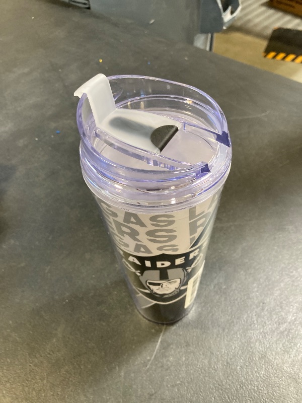 Photo 1 of Rico Industries NFL Football Las Vegas Raiders 24oz Acrylic Tumbler with Hinged Lid