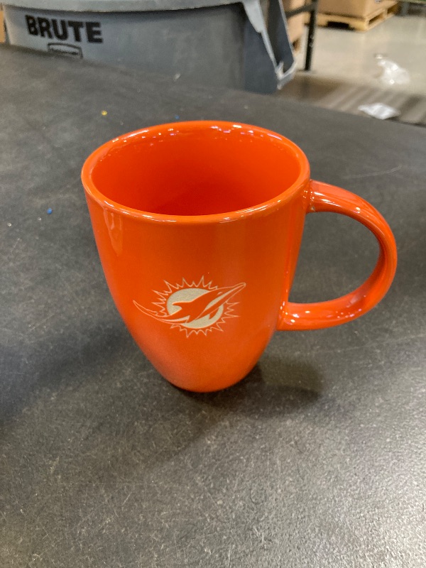 Photo 1 of Rico Industries NFL Football Miami Dolphins Primary 16 oz Team Color Laser Engraved Ceramic Coffee Mug