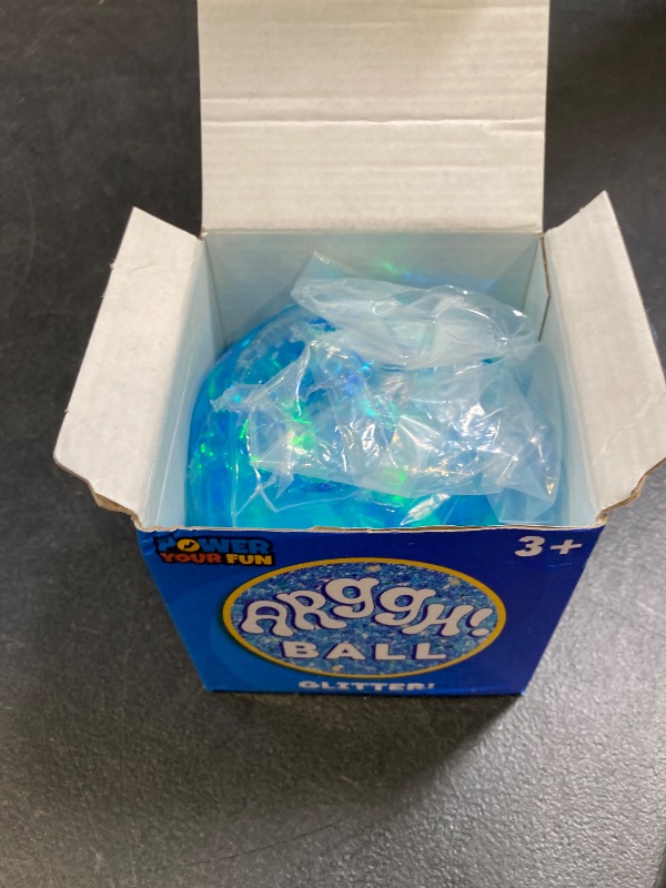 Photo 1 of Power Your Fun Arggh Glitter Stress Ball for Adults and Kids - Medium Squishy Fidget Toy, Anti Stress Sensory Ball Squeeze Toy (Blue)