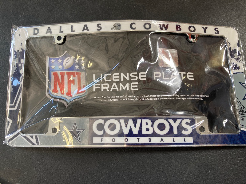 Photo 1 of Rico Industries NFL Dallas Cowboys Primary 12" x 6" Chrome All Over Automotive License Plate Frame for Car/Truck/SUV