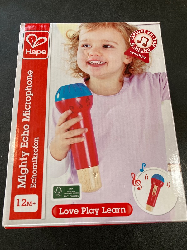 Photo 1 of Hape Mighty Echo Microphone | Battery-Free Voice Amplifying Microphone Toy for Kids 1 Year & Up, Red, Model Number: E0337