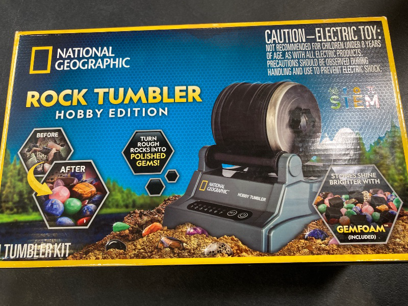 Photo 1 of NATIONAL GEOGRAPHIC Hobby Rock Tumbler Kit – Durable Leak-Proof Rock Polisher with 7-Day Timer – Complete Rock Tumbling Kit – Geology Hobby for Kids, Educational STEM Science Kit, Rock Collection