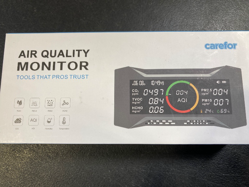 Photo 1 of Air-Guardian AQ Air Quality Monitor, Indoor CO2 Monitor (PM2.5, PM10, CO2, VOC, Formaldehyde, Humidity, Temp) Multifunctional Wildfire Air Pollution Detector, Easy Calibration Indoor Air Quality Meter