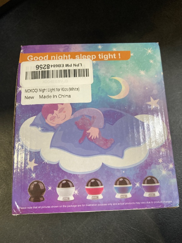 Photo 1 of MOKOQI Star Projector Night Lights for Kids, Fun Gifts for 1-4-6-14 Year Old Girl and Boy, Projection Lamp for Kids Bedroom Ceiling, Stars and Moon for Child Asleep Peacefully (White)