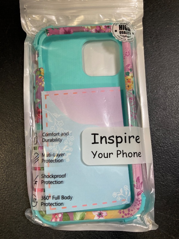 Photo 1 of Hocase for iPhone 13 Pro Max Case, Heavy Duty Shockproof Protection Soft Silicone Rubber Bumper+Hard Plastic Hybrid Protective Case for iPhone 13 Pro Max (6.7") 2021 - Purple Florals/Teal