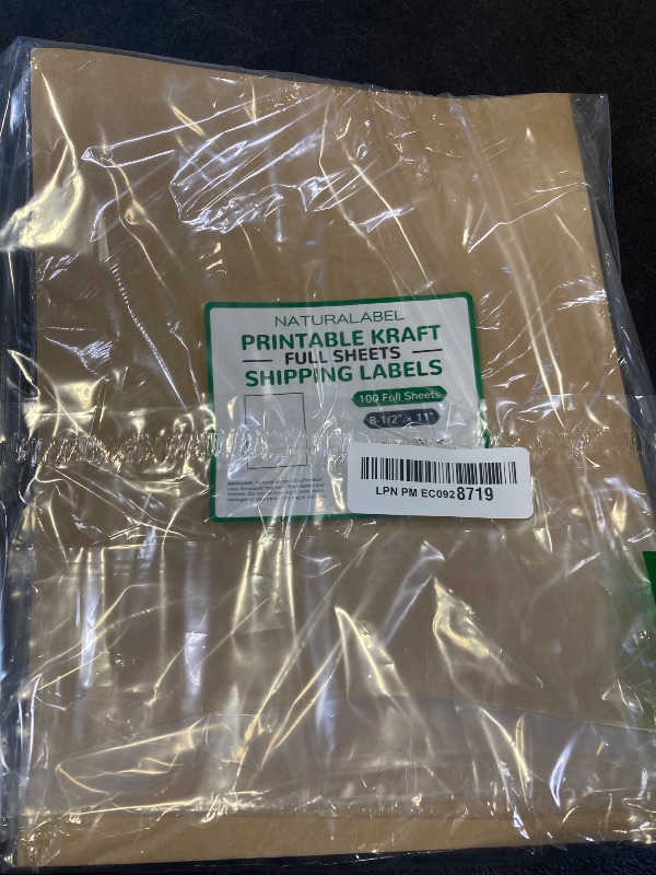 Photo 1 of NATURALABEL 100 Sheets Printable Kraft Sticker Paper for Laser & Inkjet Printers - Full Sheet Self-Adhesive Craft Labels, Matte, Letter Size (8.5" x 11")
