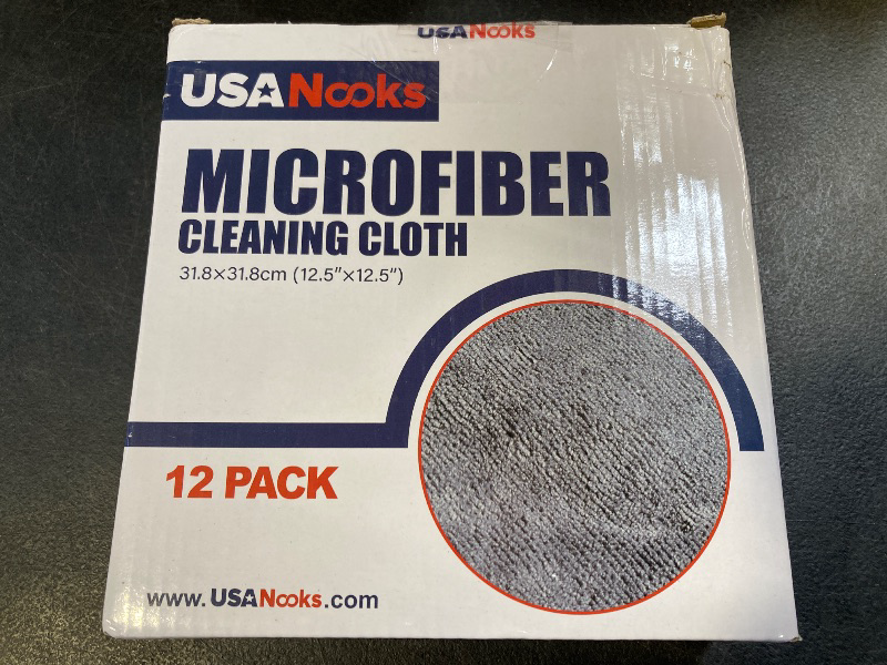 Photo 1 of USANOOKS Microfiber Cleaning Cloth Grey - 12 Pcs (12.5"x12.5") - High Performance - 1200 Washes, Ultra Absorbent Microfiber Towel Weave Grime & Liquid for Streak-Free Mirror Shine - Car Washing Cloth