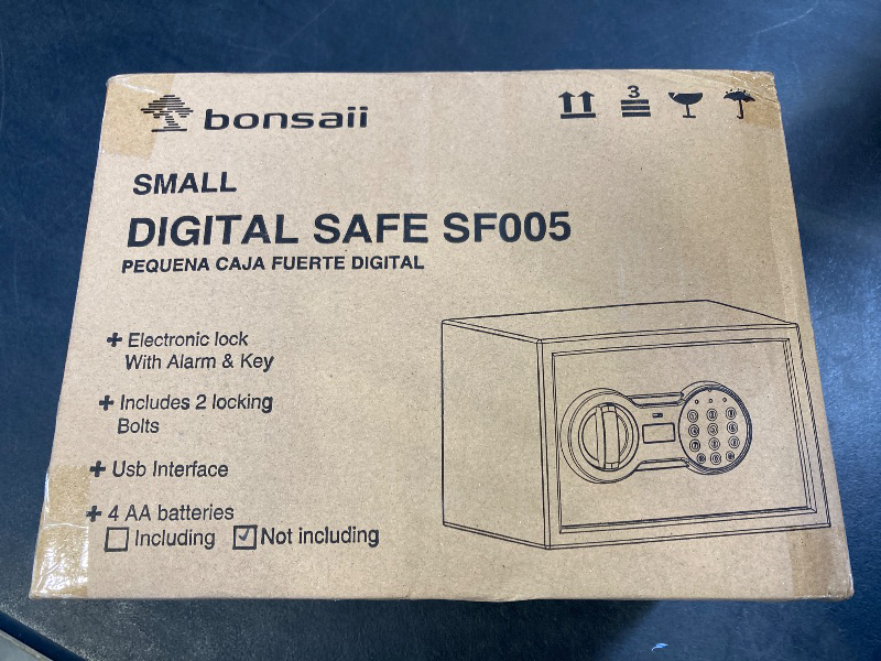 Photo 1 of Bonsaii Safe Box with Electronic Keypad, Steel Security Lock Box with Key, 0.23 Cubic Feet, 9.06" W x 6.69" D x 6.69" H, Small Hidden Safe for Cash Jewelry