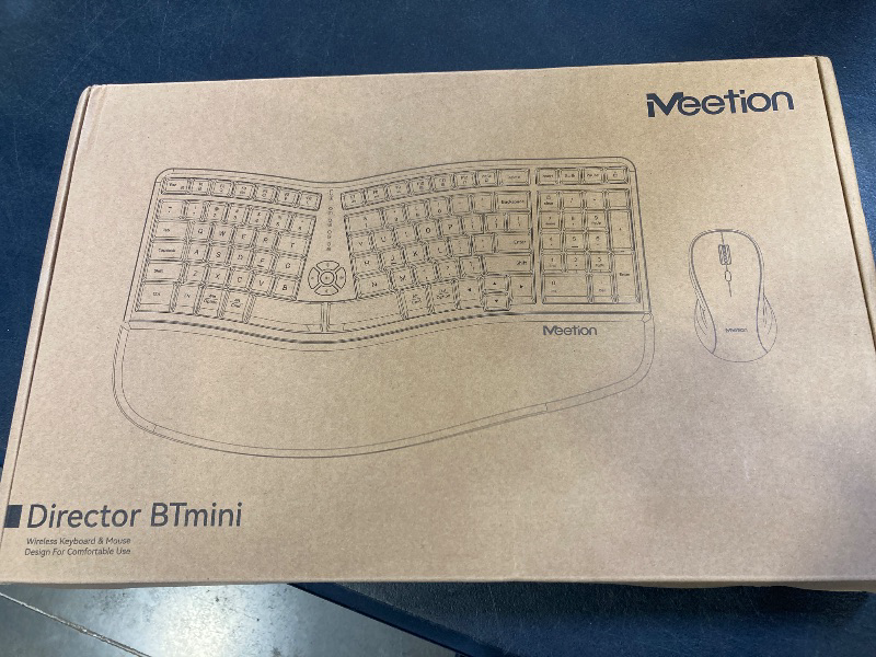 Photo 1 of MEETION Ergonomic Wireless Keyboard and Mouse Combo, 2.4G Curved Compact Keyboard with Cushioned Palm Rest, 4 Level DPI Adjustable Wireless Mouse, for Windows/Mac/Desktop/Laptop/PC, Gray Black