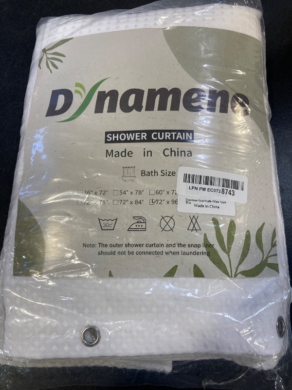 Photo 1 of Dynamene Extra Long Shower Curtain,96 Inch Long Waffle Weave Heavy Duty Thick Fabric Bathroom Shower Curtain, Neutral Weighted Hotel Bath Curtain Set with 12 Plastic Hooks,72x96, White
