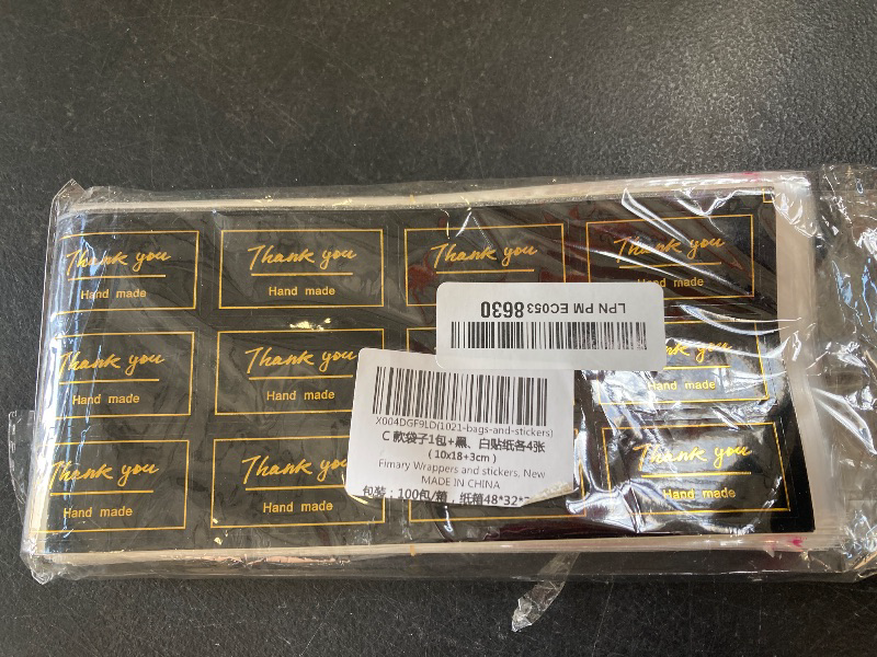 Photo 1 of Fimary 100 Pcs Knafeh Pistachio Chocolate Wrappers with 100 Pcs Thank You Stickers - 4 x 8.3 Inch Candy Packaging - Self Adhesive Small Plastic Wax Melt Snap Bar Bags
