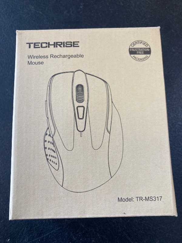 Photo 1 of TechRise Bluetooth Mouse (BT5.0/3.0 & 2.4G) Rechargeable Wireless Mouse, 4800 DPI Optical Tracking, 6 Adjustable DPI, 2.4GHz with USB A Receiver, Quiet Clicks, Ergonomic Grips, 6 Buttons - Grey