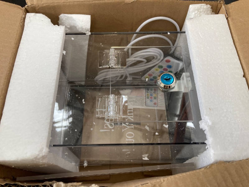 Photo 1 of Acrylic Donation Ballot Box - 20 Colors Changing Tip Jar for Money with Re-mote, Lock, Key and Sign Holder- Raffle Suggestion Comment Vote Ticket Tip Box for Bartender Restaurant Band (USB)
