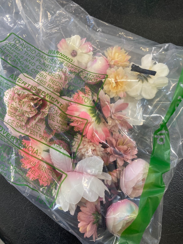 Photo 1 of 21 PCS Silk Flower Hair Clip Women Aesthetic Boho Pink Floral Hair Barrettes Handmade Rose Bride Barre Hair Accessories Wedding