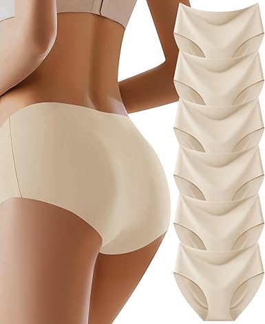Photo 1 of Womens Underwear Full Coverage No Show High Waisted Seamless Ladies Panties 6 Pack