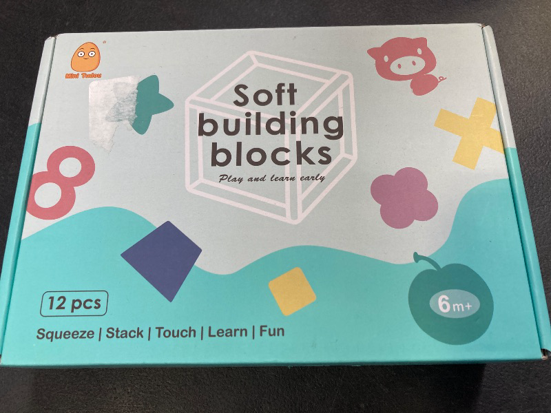 Photo 1 of Mini Tudou Baby Blocks Soft Building Blocks Baby Toys Teethers Toy Educational Squeeze Play with Numbers Animals Shapes Textures 6 Months and Up 12PCS