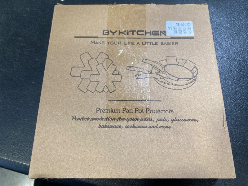 Photo 1 of BYKITCHEN Pan and Pot Protectors, Larger & Thicker Pan Protectors with Stars, Set of 6 and 3 Different Sizes, Pot Protectors for Stacking and Protecting Your Cookware