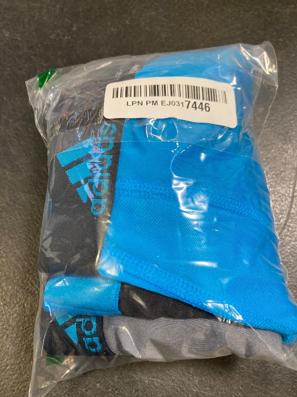 Photo 1 of adidas Kids-Boy's Performance Boxer Briefs Underwear (4-Pack), Solar Blue/Black/Grey, Small