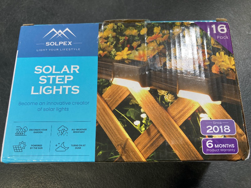 Photo 1 of SOLPEX Solar Deck Lights Outdoor 16 Pack, Solar Step Lights Waterproof Led Solar lights for Outdoor Stairs, Step , Fence, Yard, Patio, and Pathway(Warm White)