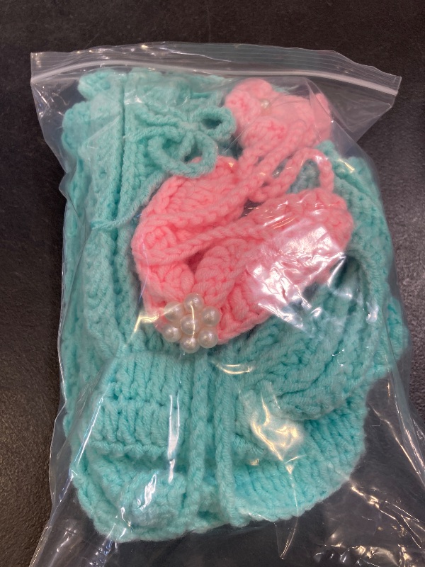 Photo 1 of M&G House Newborn Photography Prop Mermaid Outfit Baby Photo Props Handmade Crochet Mermaid Tail Outfit Baby Mermaid Costume Set Headband Bra Tail