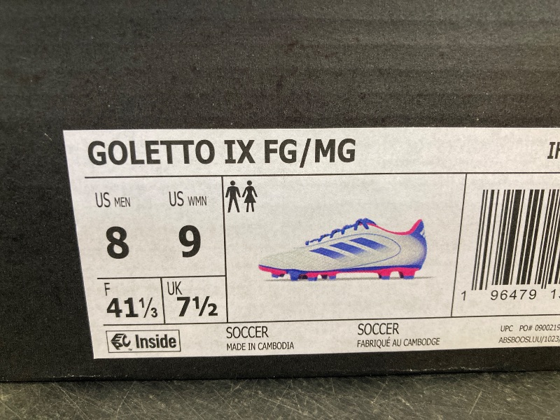 Photo 1 of adidas Unisex Goletto IX Firm Multi Ground Sneaker, White/Bright Royal/Team Shock Pink, 8 US Men