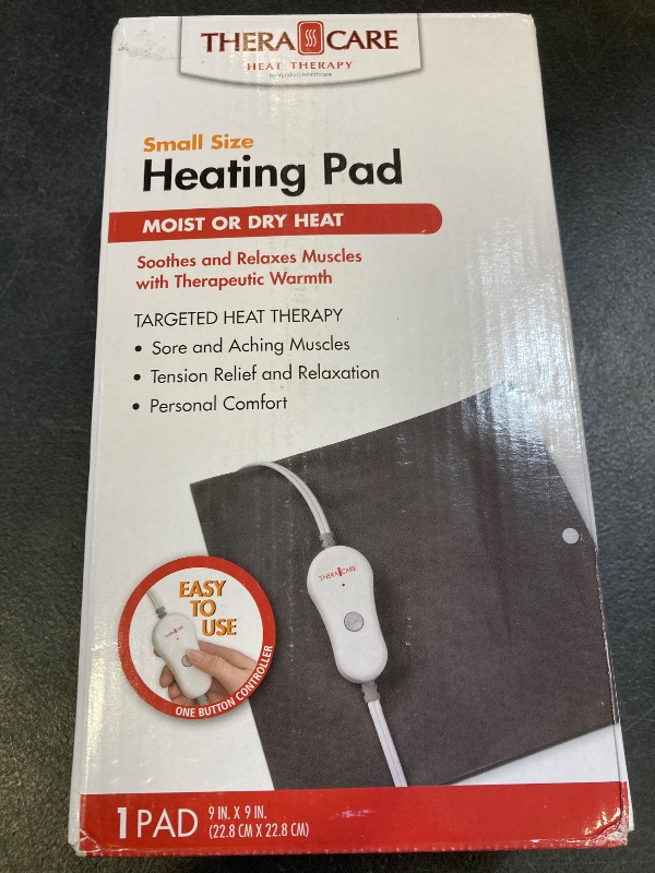 Photo 1 of TheraCare Small Size Heating Pad | Moist & Dry Heat | One Heat Setting | Sore Muscles | Soothing Warm Relief | Personal Size 9” x 9” | Safe, Automatic Shut Off