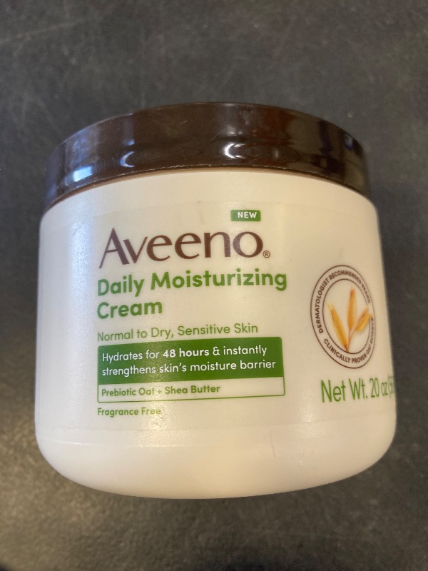 Photo 1 of Aveeno Daily Moisturizing Cream with Prebiotic Oat & Shea Butter, Body, Face & Hand Cream for Normal to Dry, Sensitive Skin Hydrates for 48 Hours, Fragrance Free & Non-Comedogenic, 20 Oz
