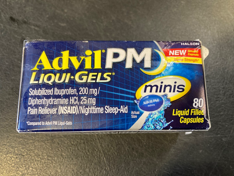 Photo 1 of Advil PM Liqui-Gels Minis, 80 Liquid Filled Capsules